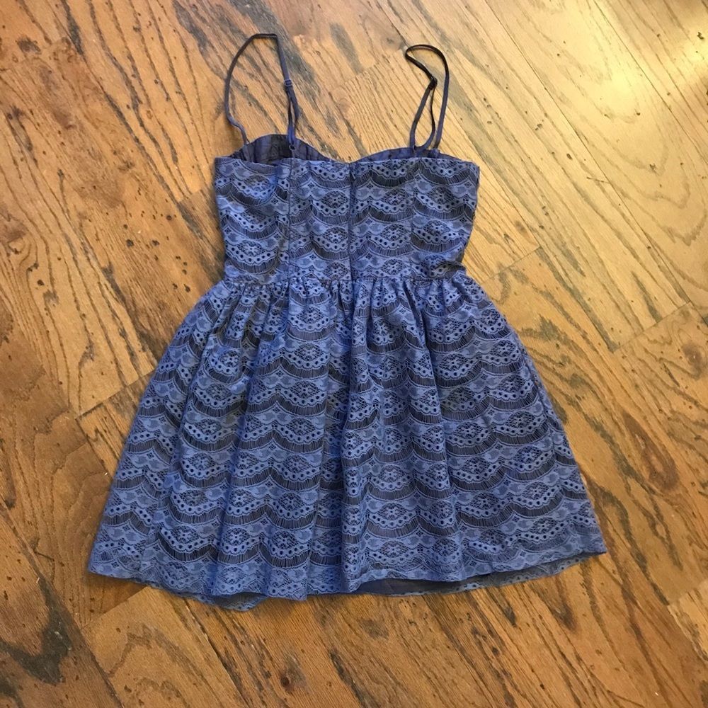 - Topshop Lace A-Line Mini Dress Blue Size 6 - Picture 4 of 6
